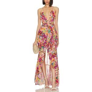 Lovers And Friends 'Jetset' Pink Crepe Christina Fabi Gown Size XXS